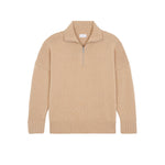 Sand beige cashmere zip sweater for women | Lasse | Linnea Lund