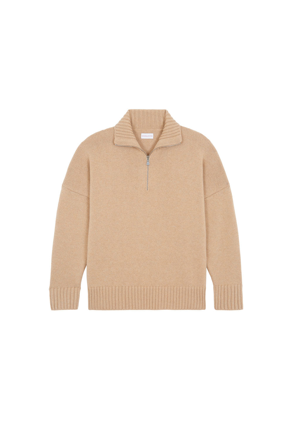 Sand beige cashmere zip sweater for women | Lasse | Linnea Lund