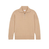 Sand beige cashmere zip sweater for women | Lasse | Linnea Lund