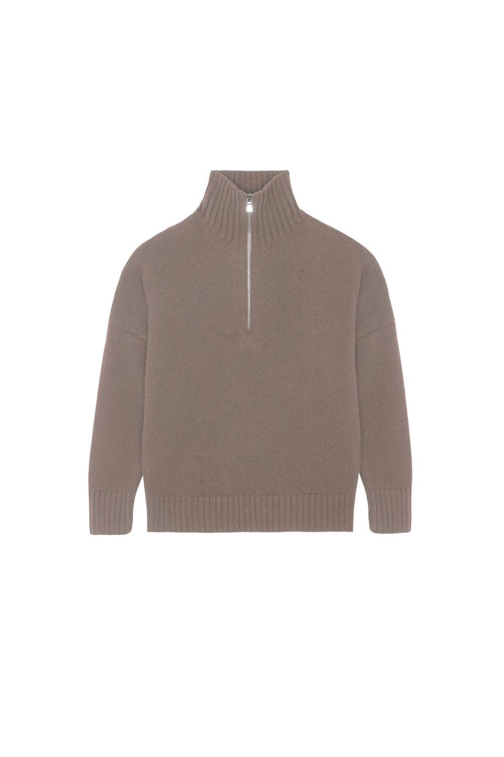 Taupe cashmere zip sweater for women | Lasse | Linnea Lund
