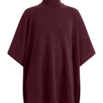 bourdeaux cashmere poncho with turtle neck.