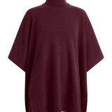 bourdeaux cashmere poncho with turtle neck.