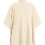 White cashmere poncho with turtle neck collar