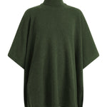 Dark green  cashmere poncho with turtle neck collar