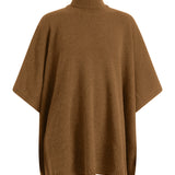 Brown cashmere poncho with turtle neck collar