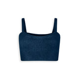 Dark blue cashmere crop top with straps