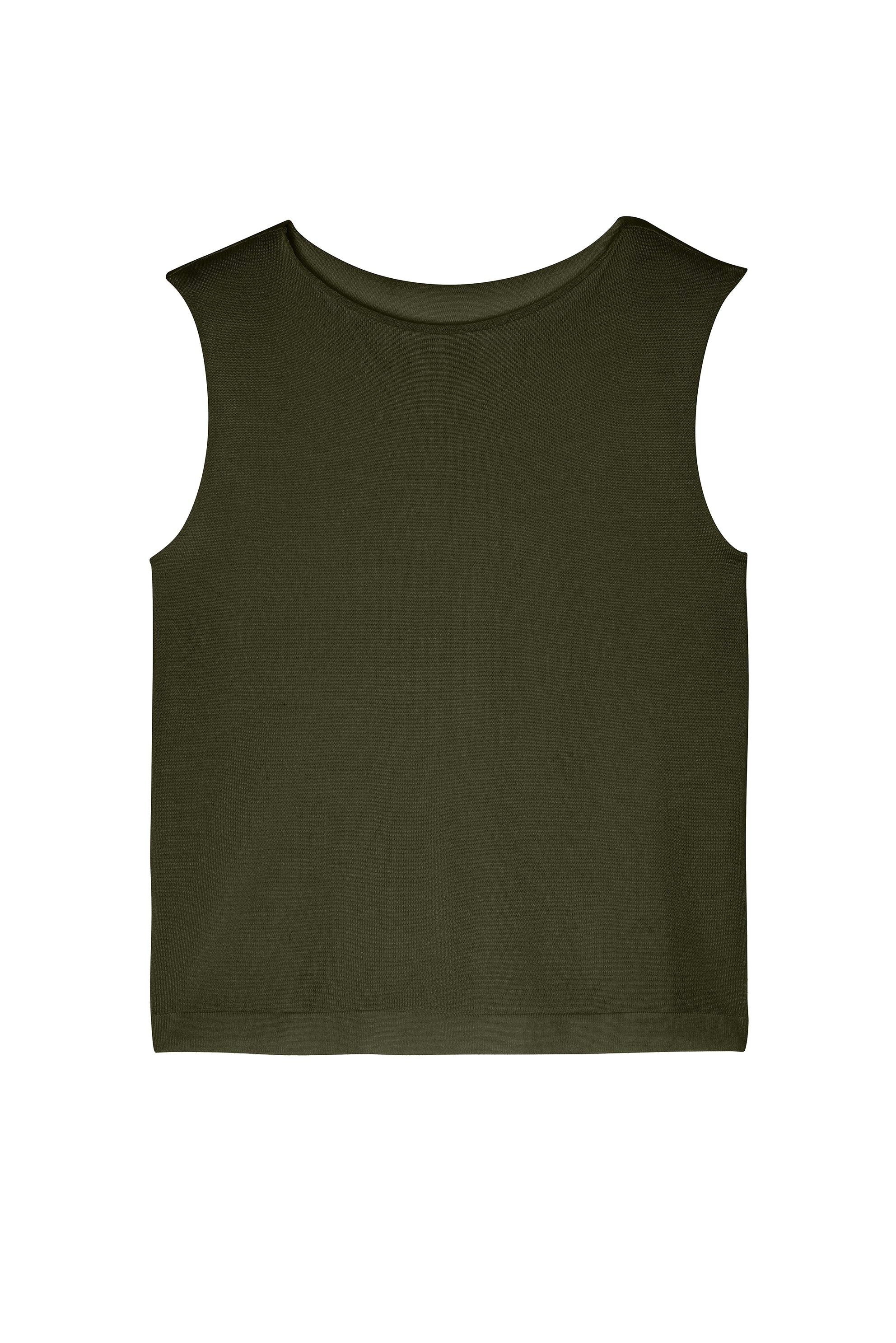 kaki cashmere and silk blend, sleeveless top