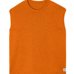 Orange sleeveless cashmere sweater for layering