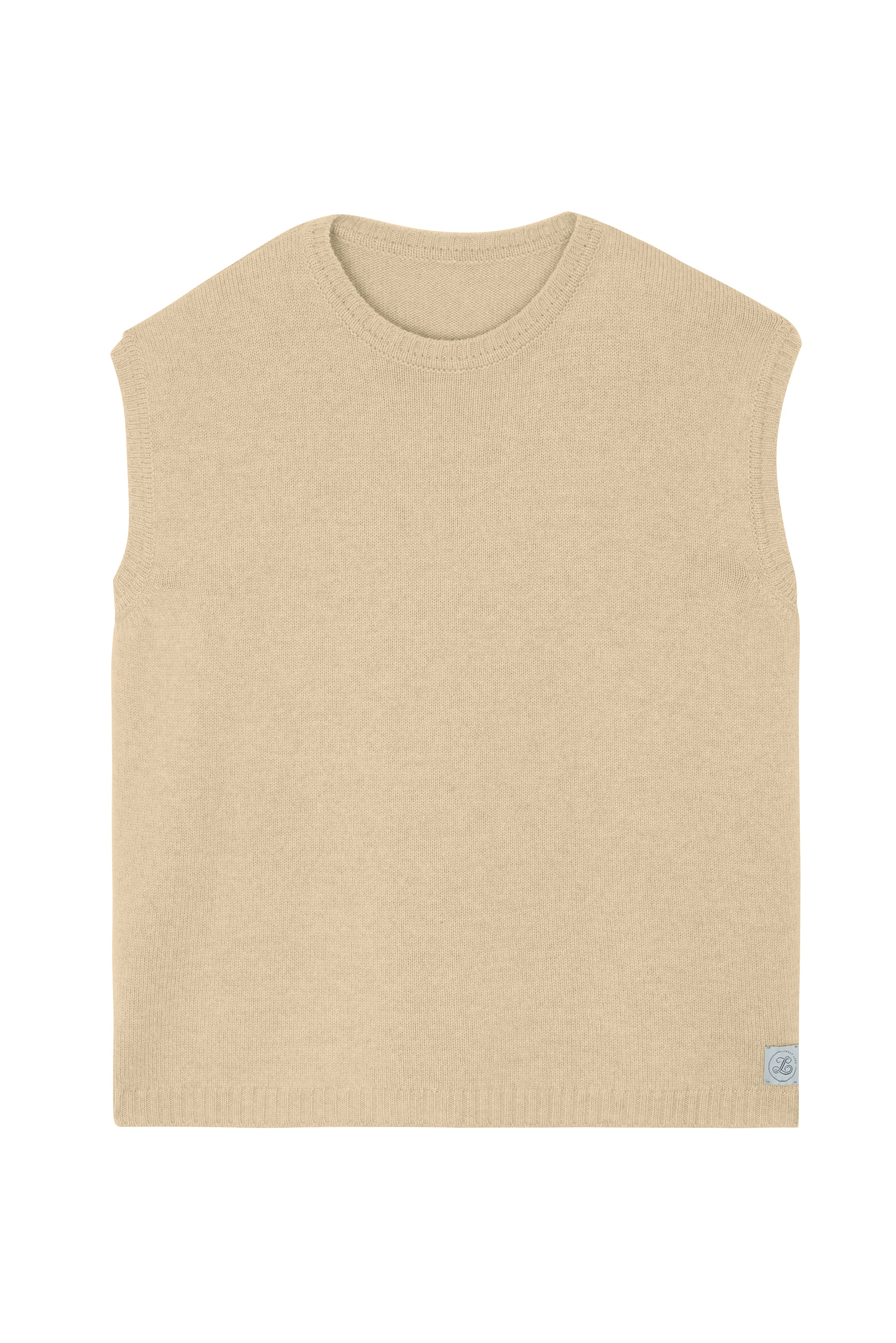 Light beige sleeveless cashmere sweater for layering