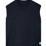 Dark navy sleeveless cashmere sweater for layering