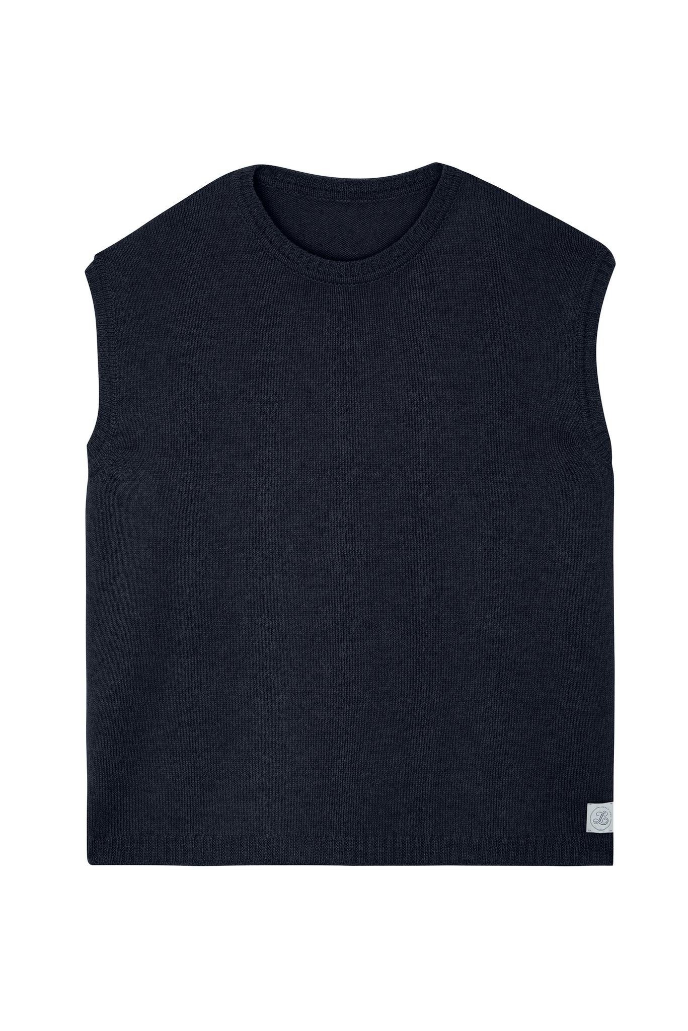 Dark navy sleeveless cashmere sweater for layering