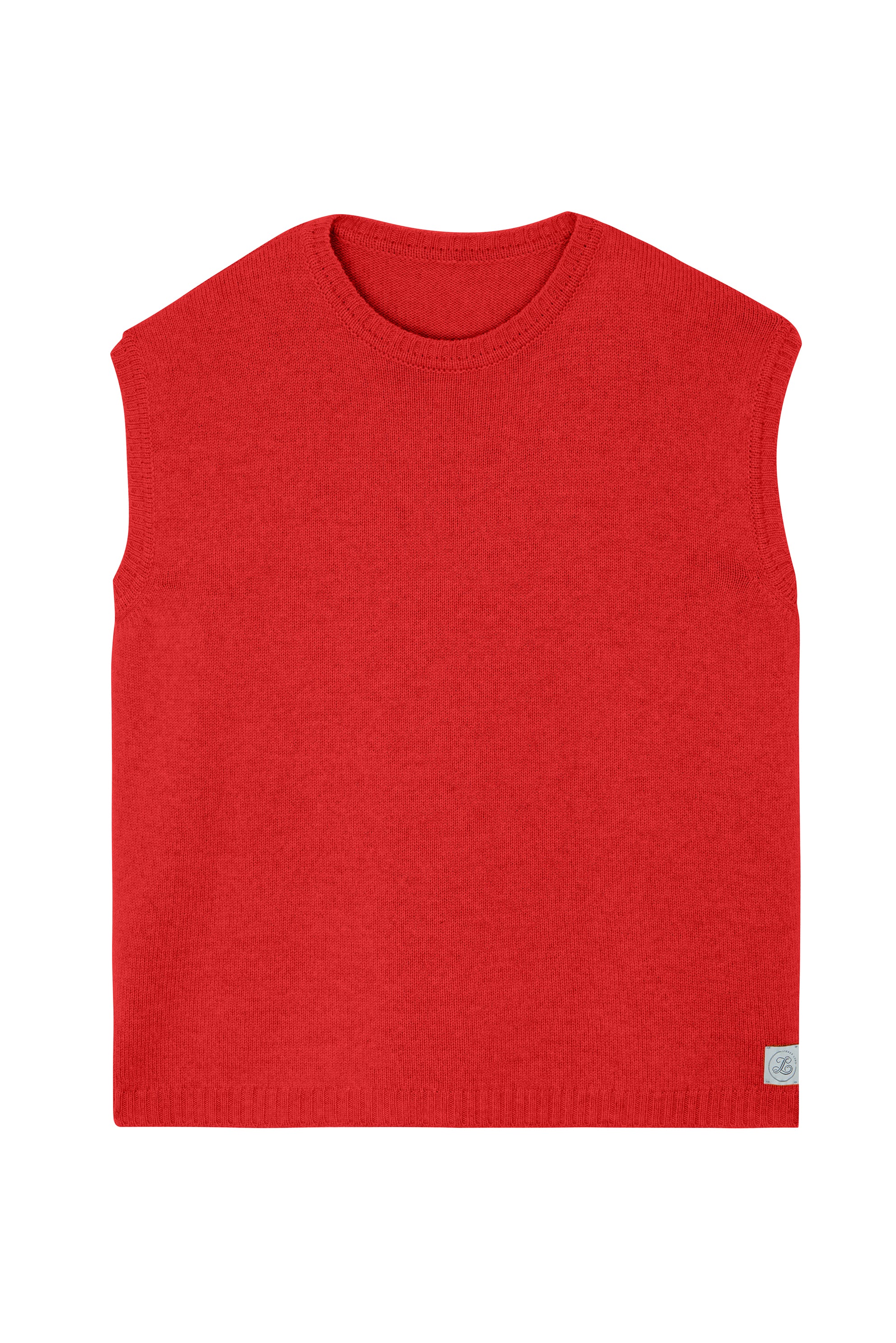 Bright red sleeveless cashmere sweater perfect for layering