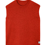 Bright red sleeveless cashmere sweater for layering