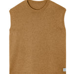 Brown sleeveless cashmere sweater for layering