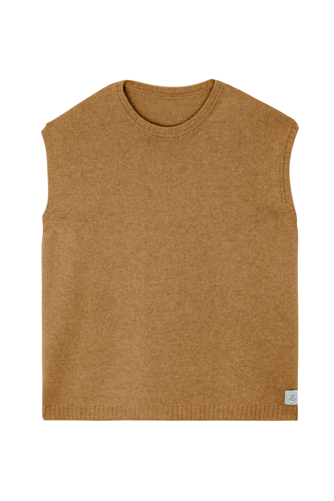 Brown sleeveless cashmere sweater for layering