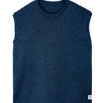 Dark blue sleeveless cashmere sweater for layering