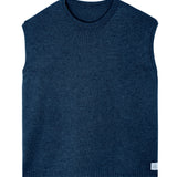 Dark blue sleeveless cashmere sweater for layering