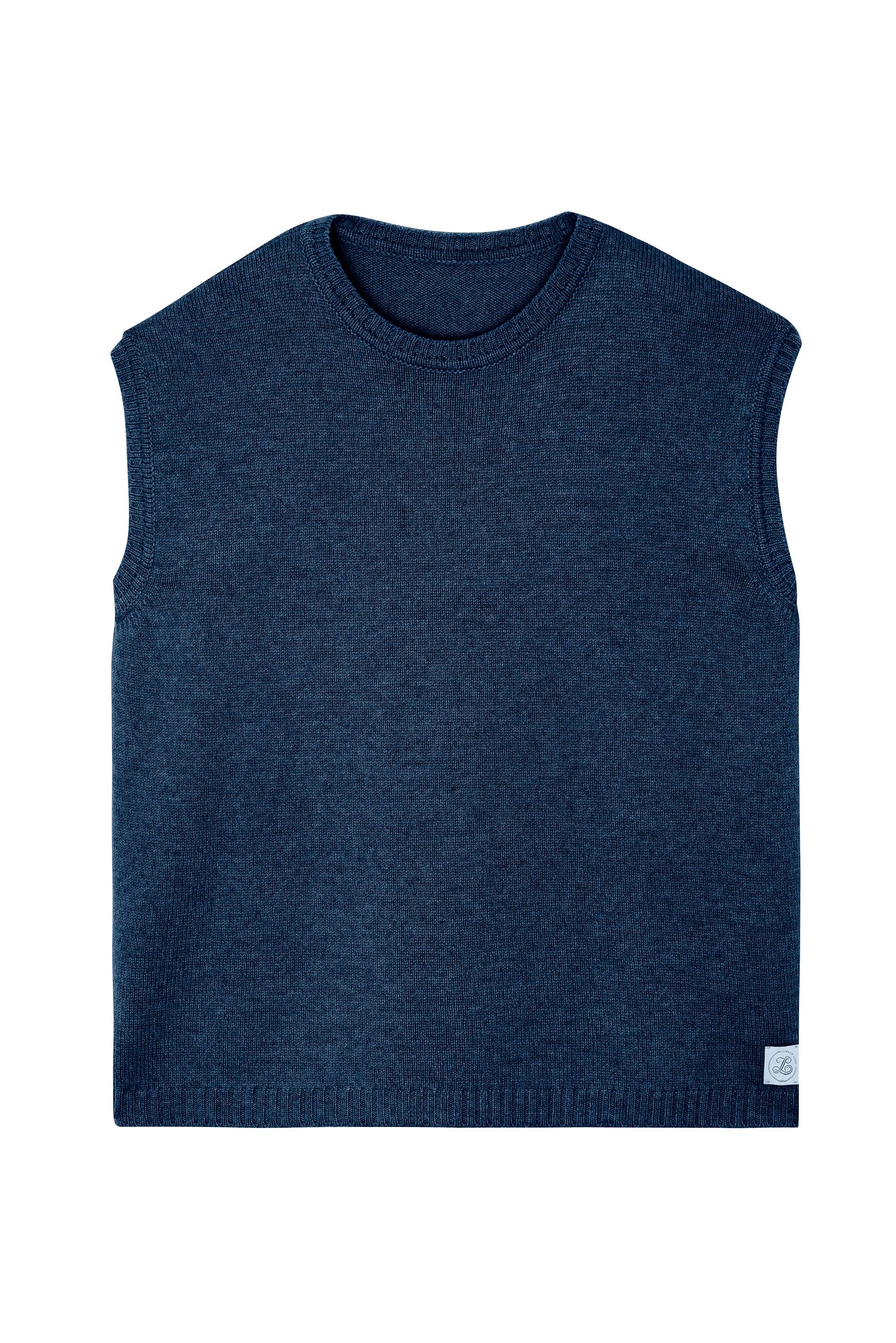 Dark blue sleeveless cashmere sweater for layering