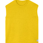 Bright yellow sleeveless cashmere sweater for layering