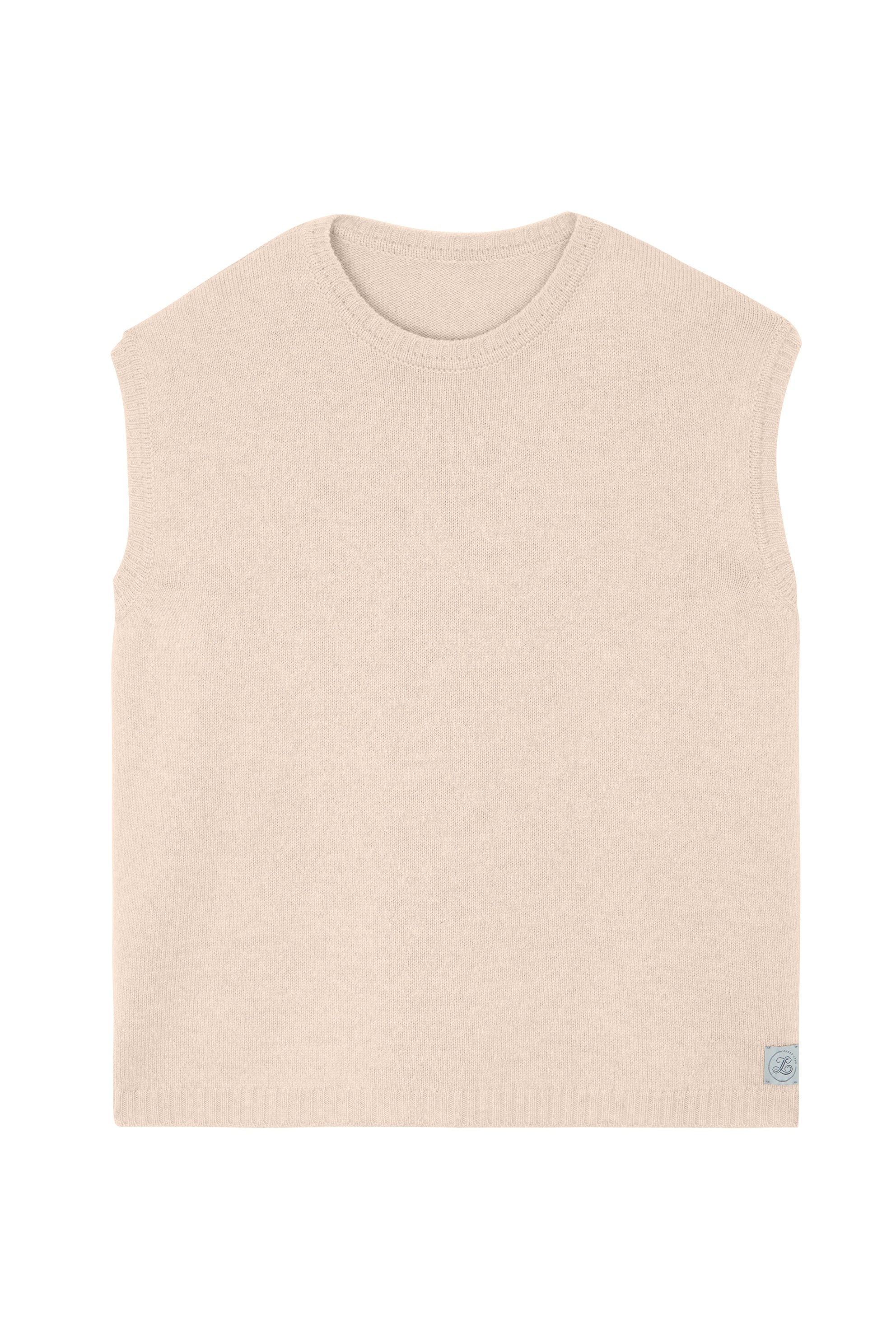 Powder pink sleeveless cashmere sweater for layering