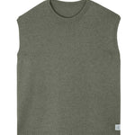 Smokey green/ Grayish green sleeveless cashmere sweater for layering.