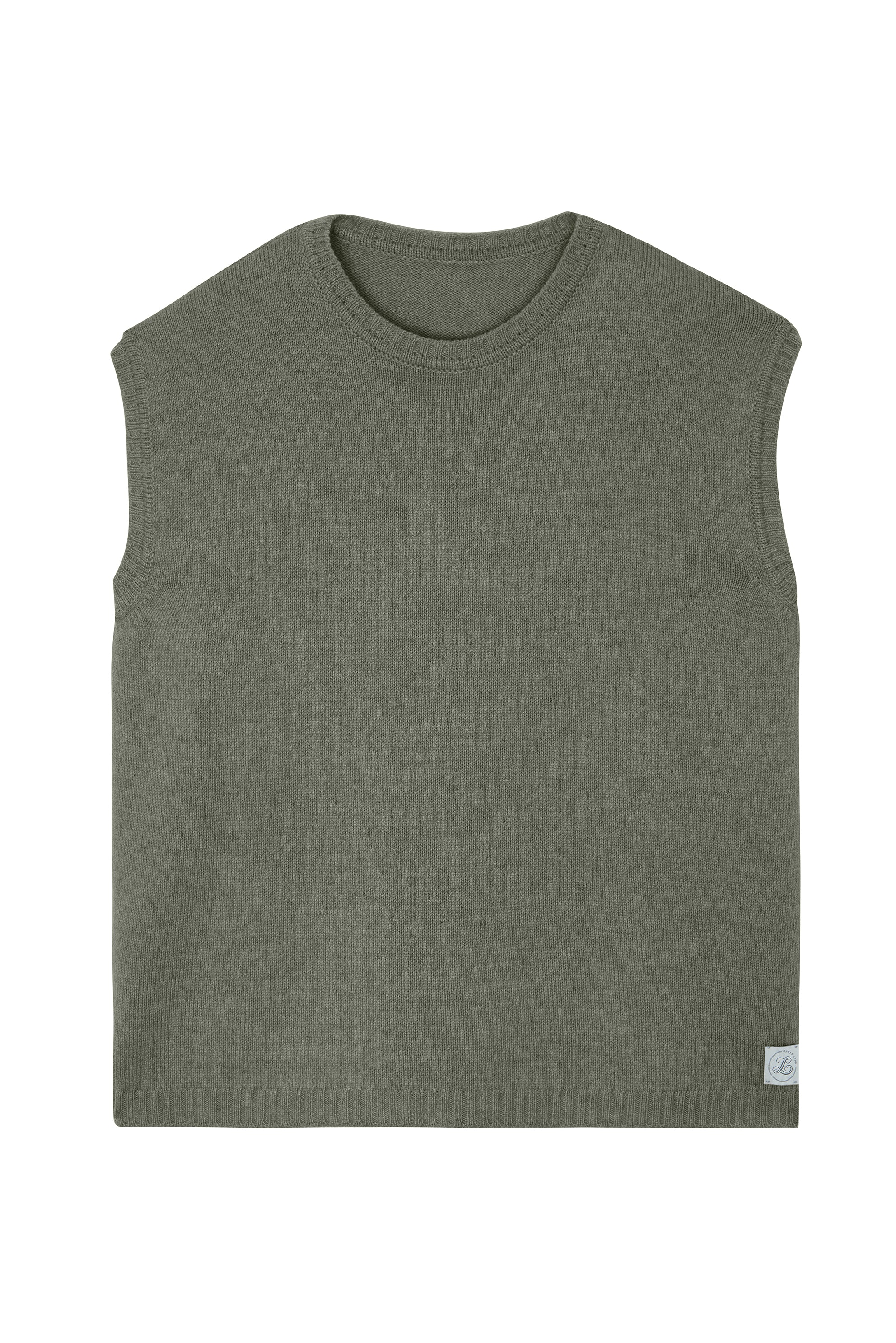 Smokey green/ Grayish green sleeveless cashmere sweater for layering.