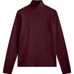 Wine red cashmere turtle neck with deep modified drop sleeves