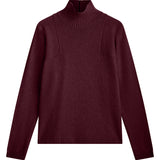 Wine red cashmere turtle neck with deep modified drop sleeves
