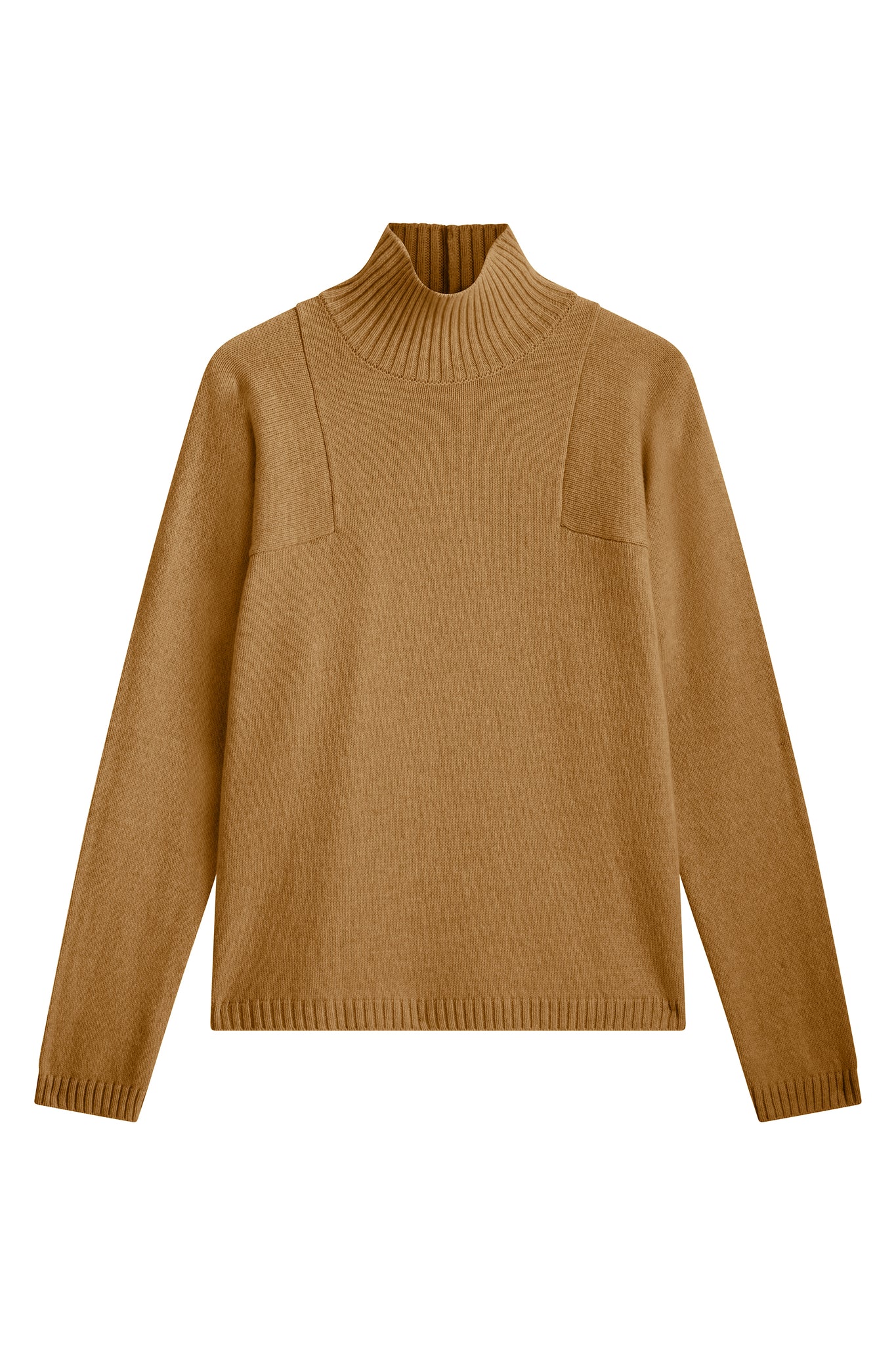 light browncashmere turtle neck with deep modified drop sleeves