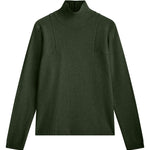 Dark green cashmere turtle neck with deep modified drop sleeves