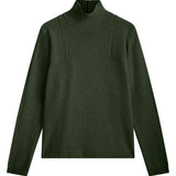 Dark green cashmere turtle neck with deep modified drop sleeves