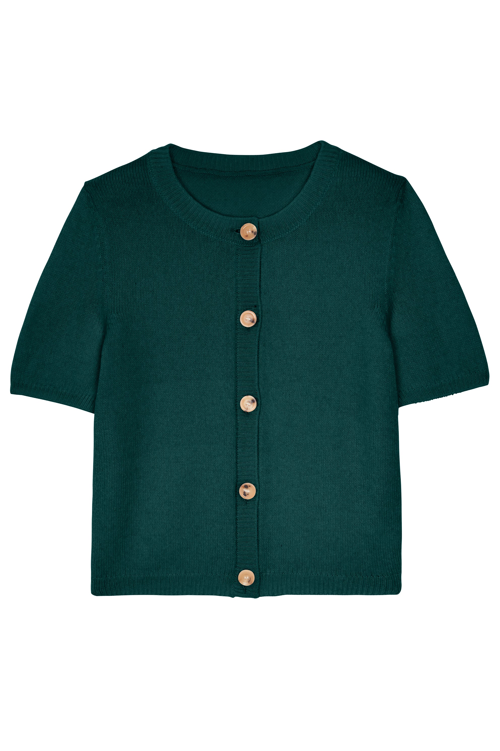 deep green short sleeved cardigan made of cashemere