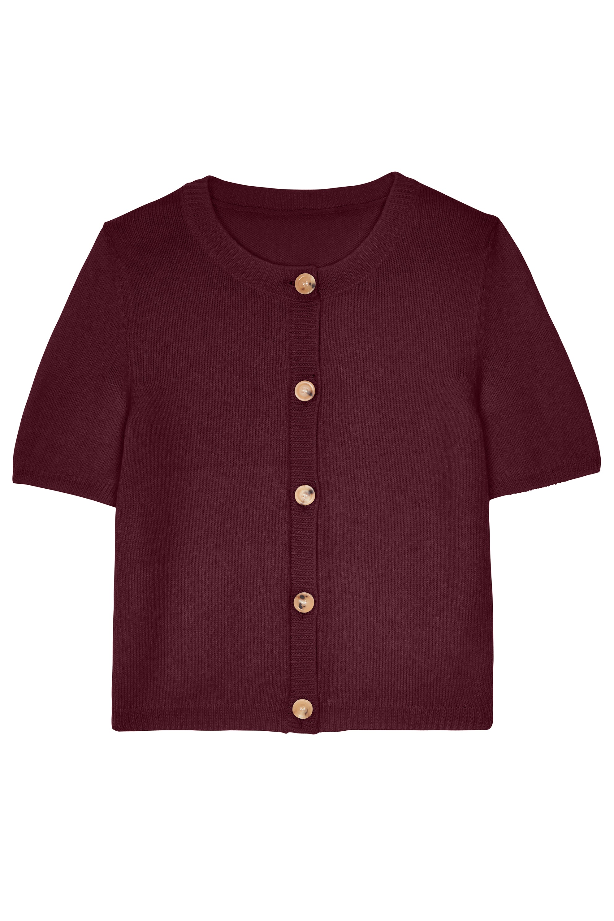 wine red short sleeve cardigan