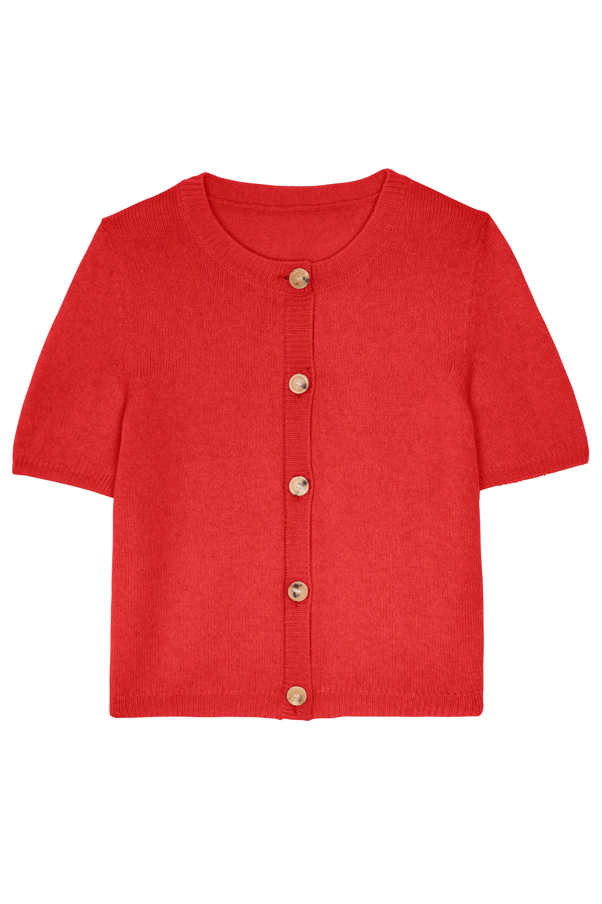 Bright red  Short Sleeve Cardigan made of cashmere 