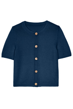 dark blue Short Sleeve Cardigan made of cashmere