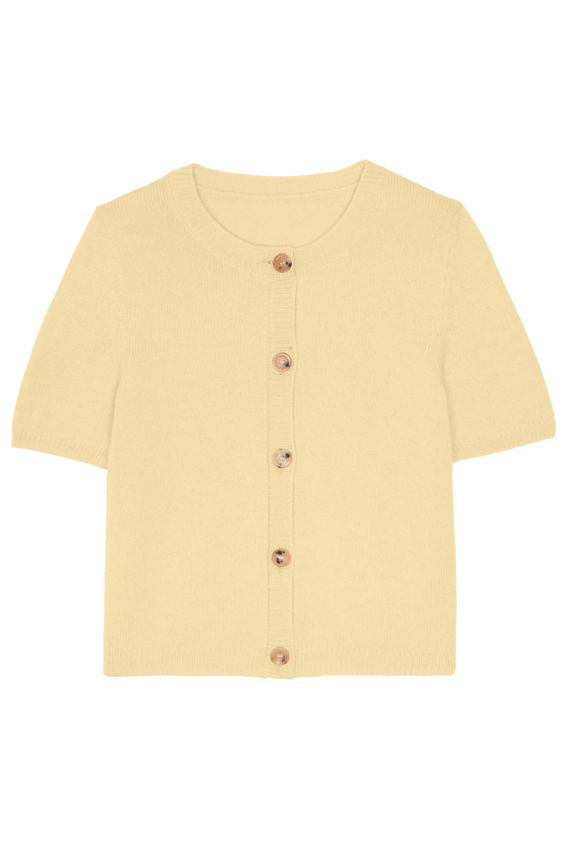 light yellow Short Sleeve Cardigan made of cashmere 