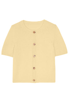 light yellow Short Sleeve Cardigan made of cashmere 