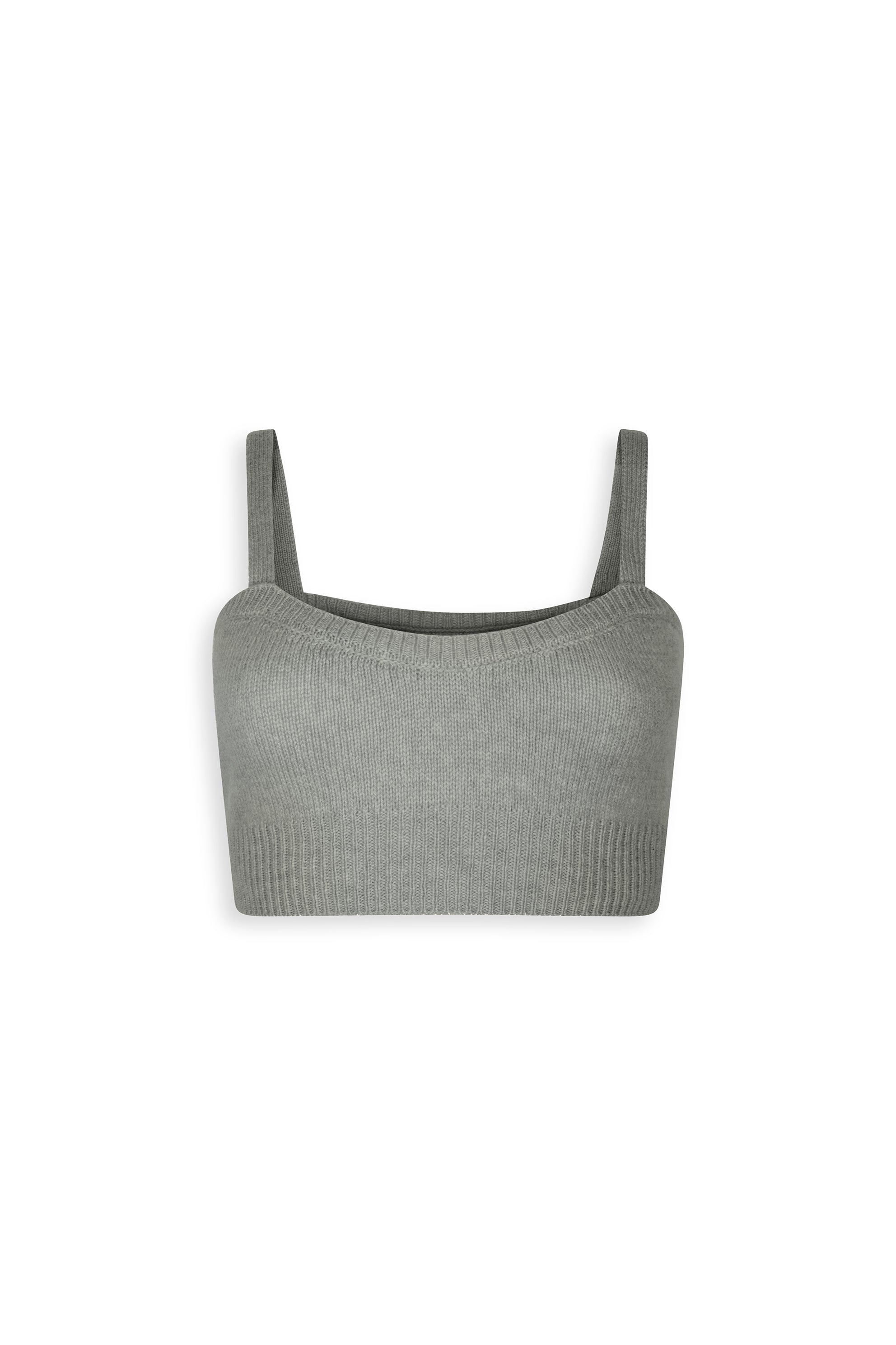 Light grey cashmere crop top with straps
