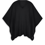 Black v-neck cashmere poncho