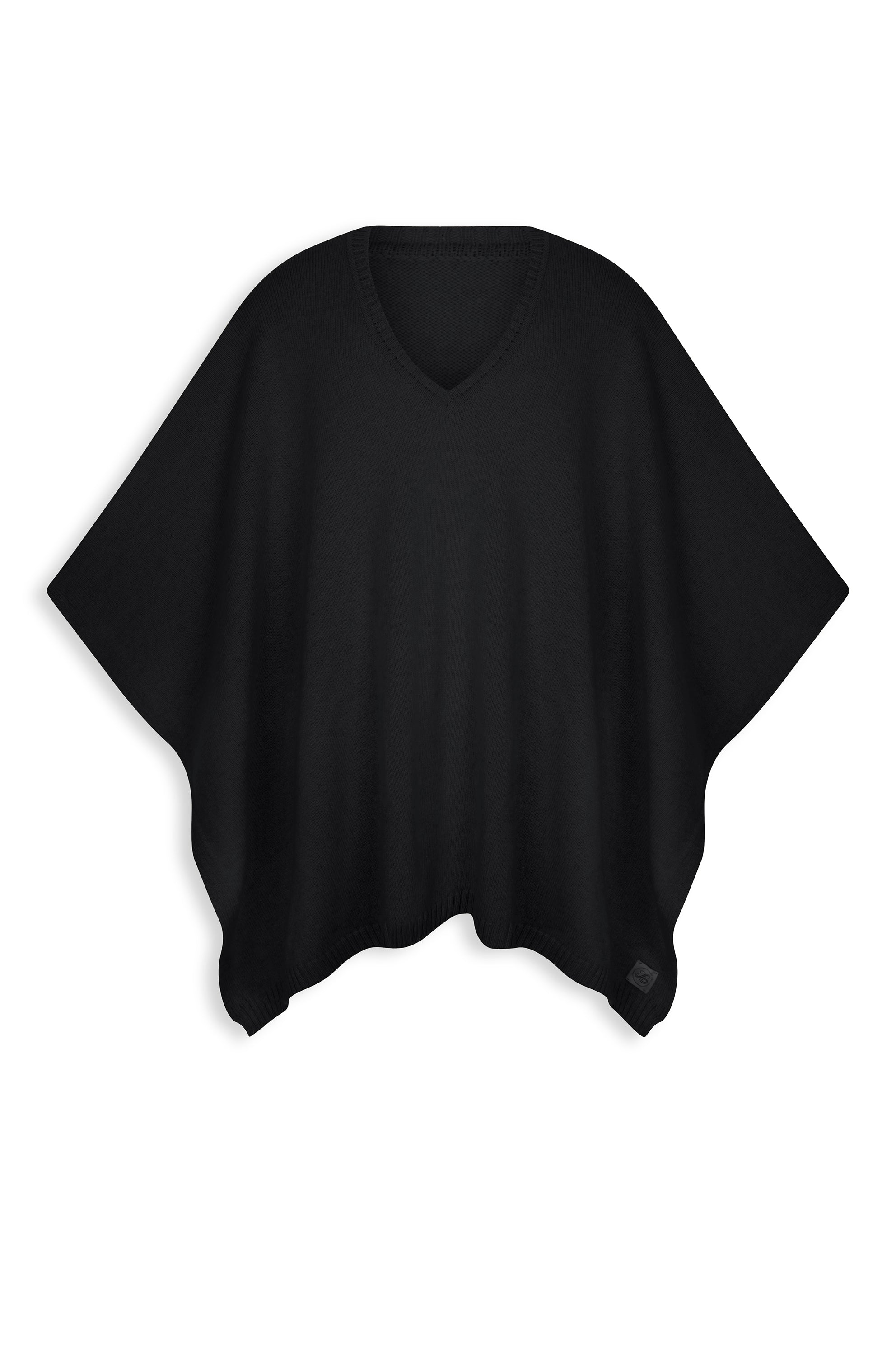 Black v-neck cashmere poncho