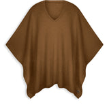 Brown v-neck cashmere poncho