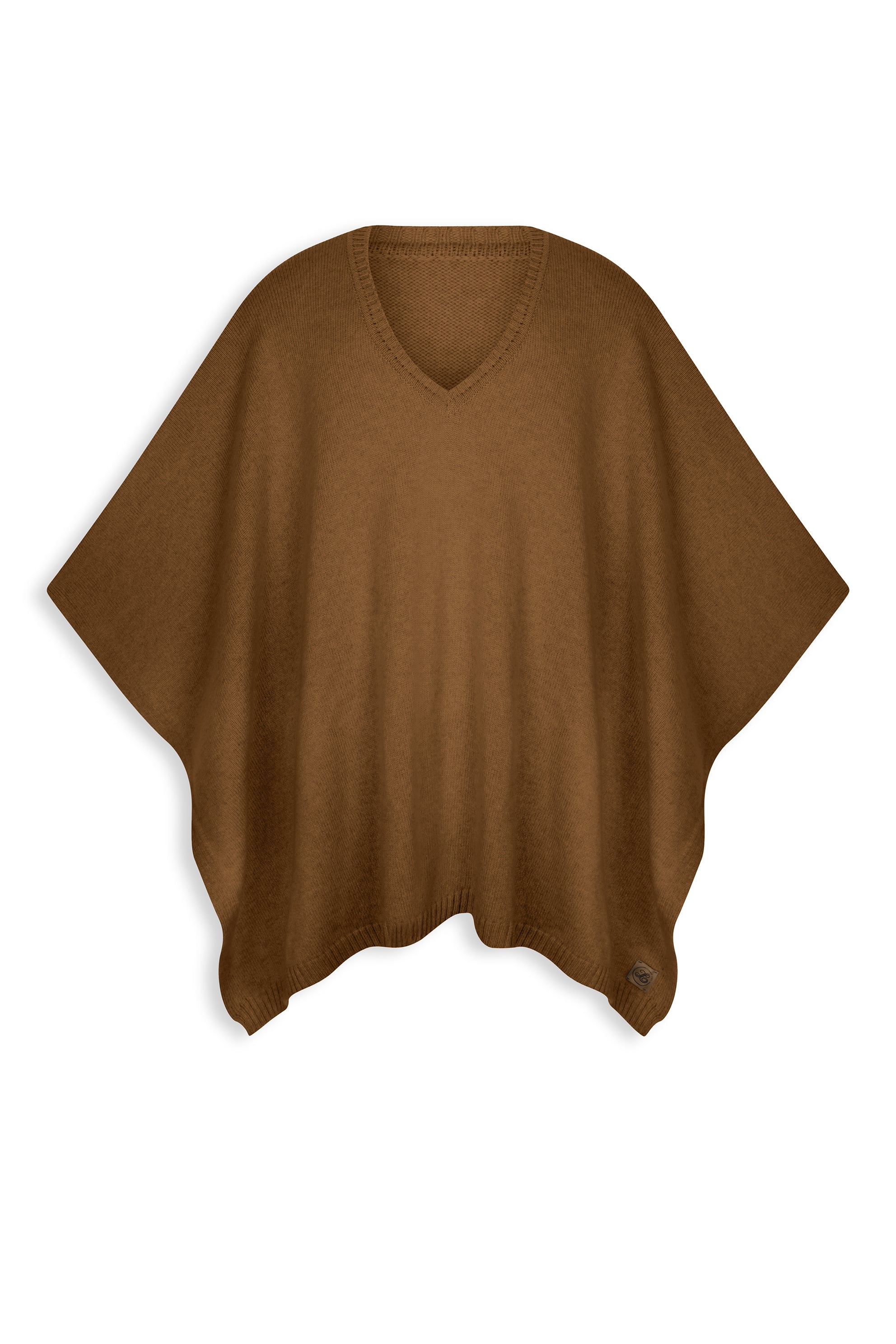 Brown v-neck cashmere poncho