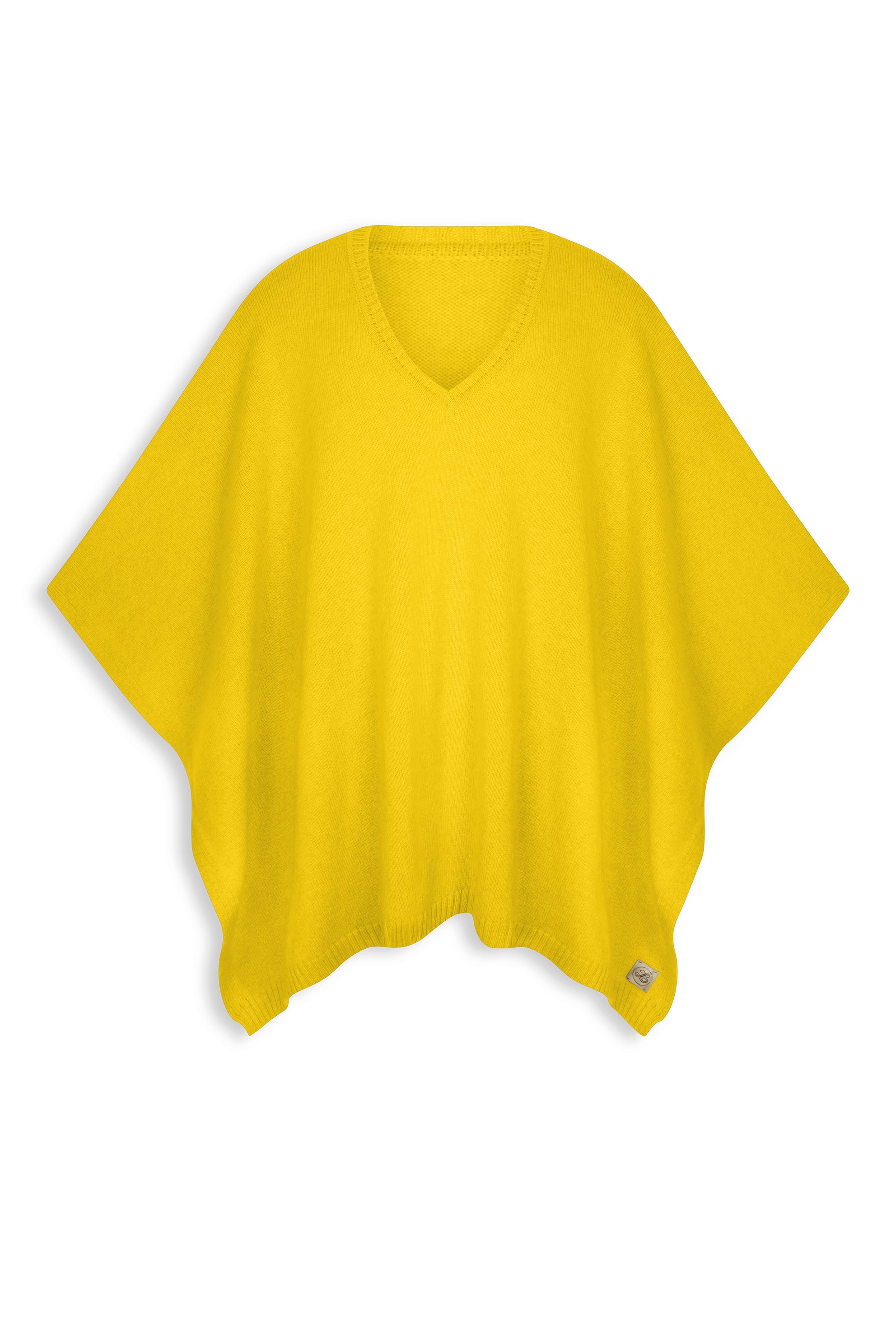 Bright yellow v-neck cashmere poncho