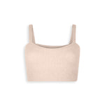 powder pink cashmere crop top with straps